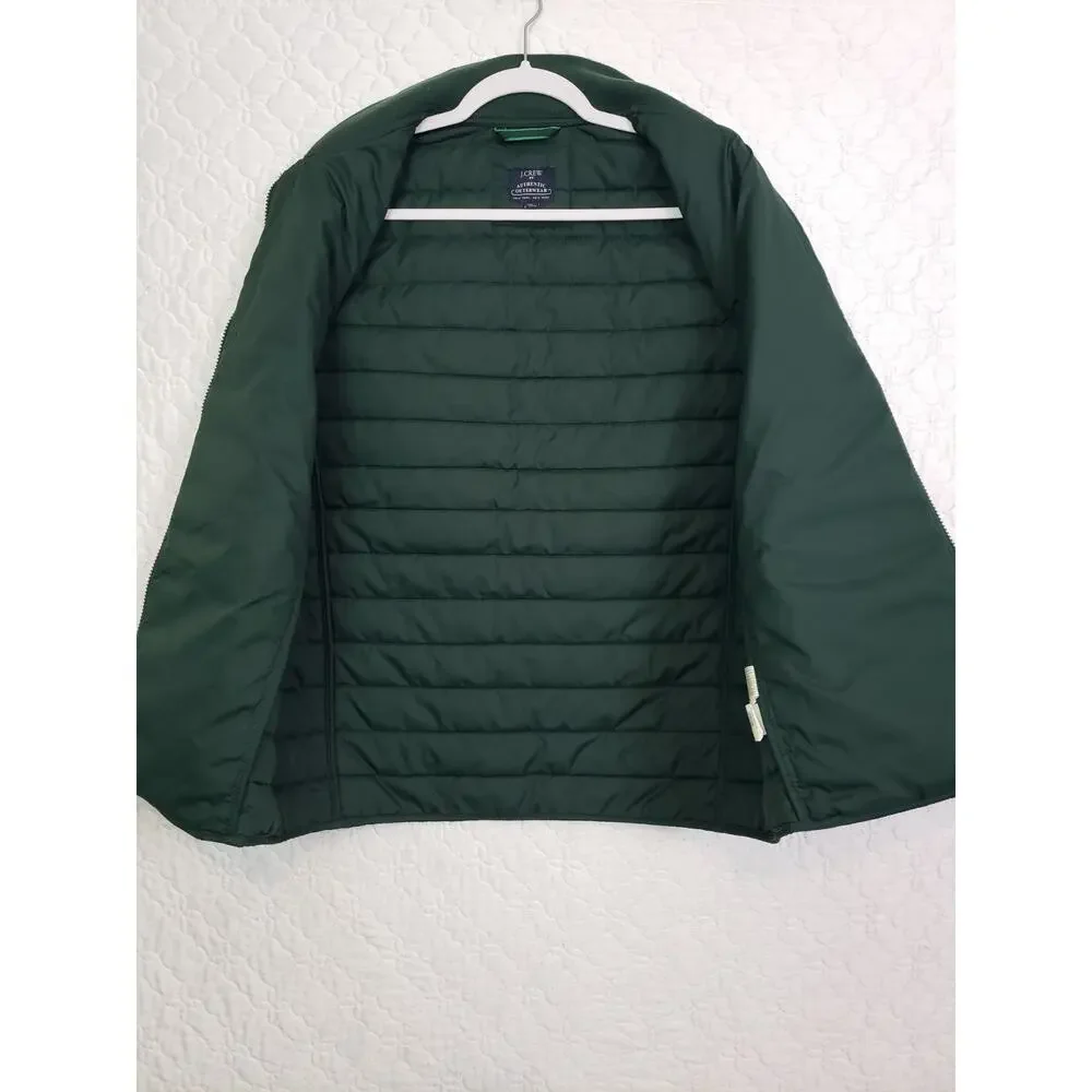 J. Crew Authentic Outerwear Mens Vest Size L Quilted Puffer Green Zip Pockets